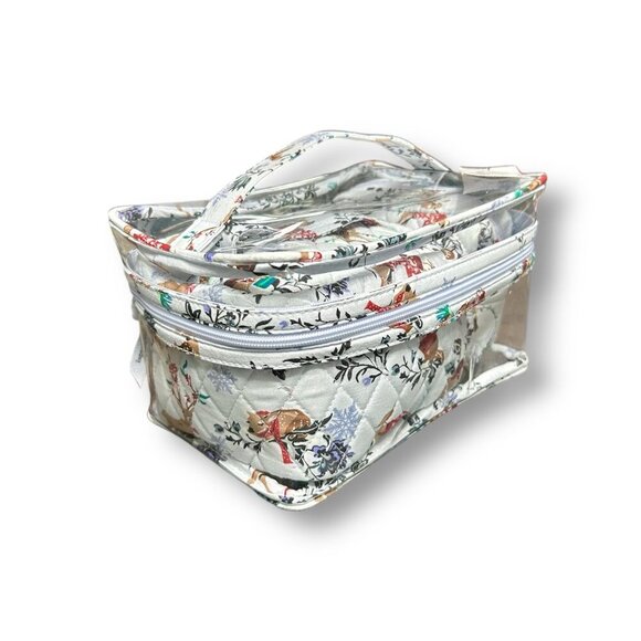 New Vera Bradley Merry Mischief Snow Day 3 Piece Cosmetic Bag Organizer Gift Set - Picture 2 of 9